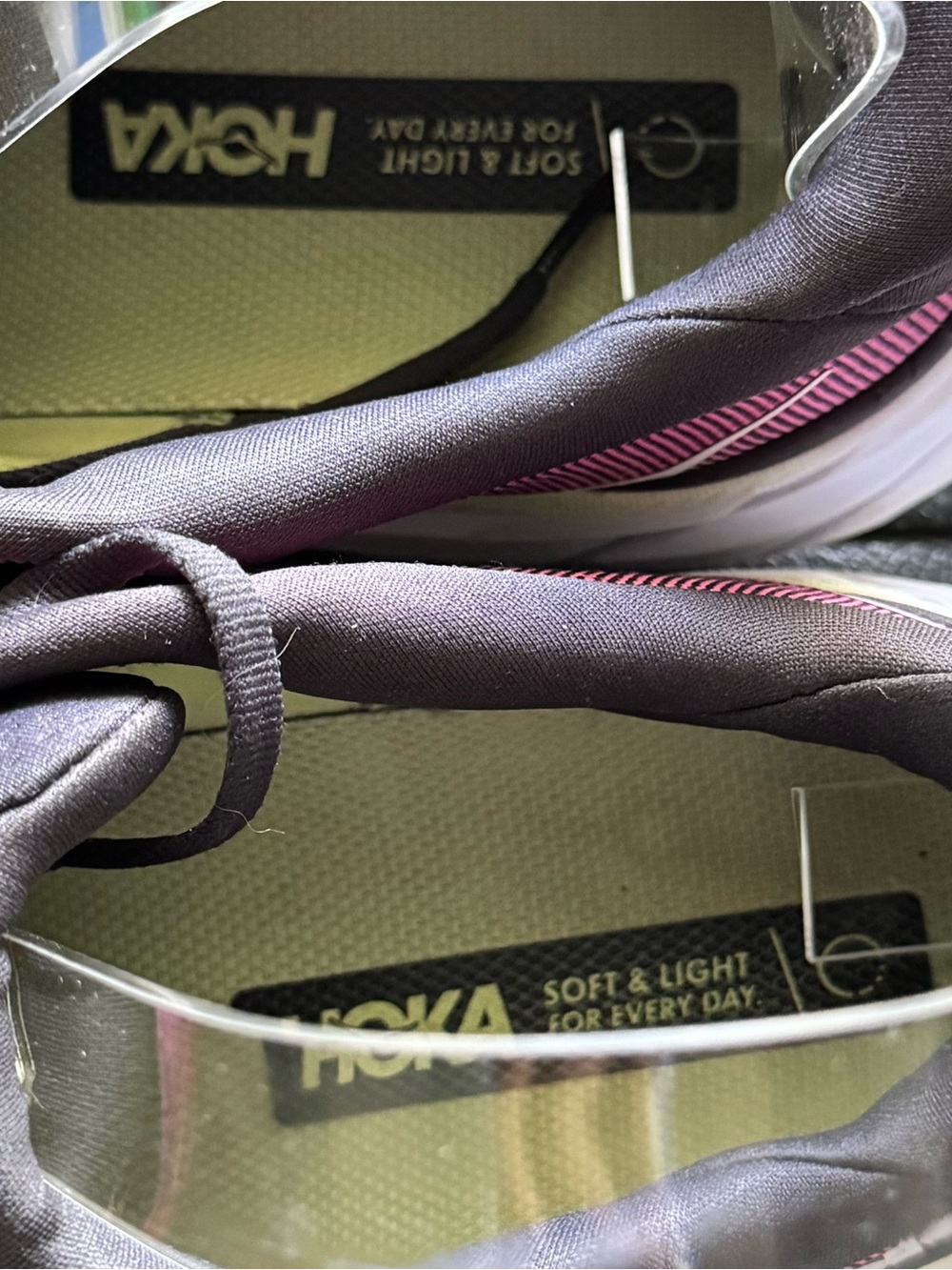 Hoka Clifton 8 Women's Pink and Black Running Shoes with Lime Accent - Picture 8 of 10